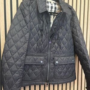 Burberry Black Quilted Jacket with Check Lining